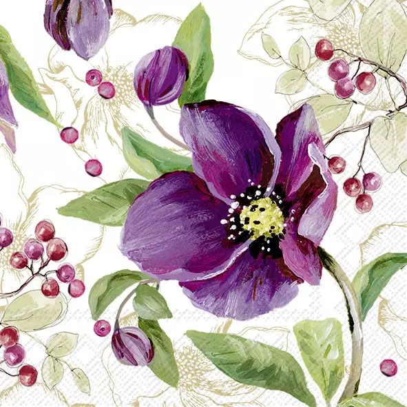 IHR Servietter Rose Noel Gold Kaffe - 25x25cm - Papir