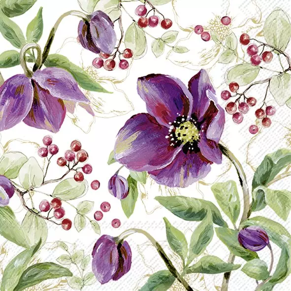 IHR Servietter Rose Noel Gold Lunch - 33x33cm - Papir