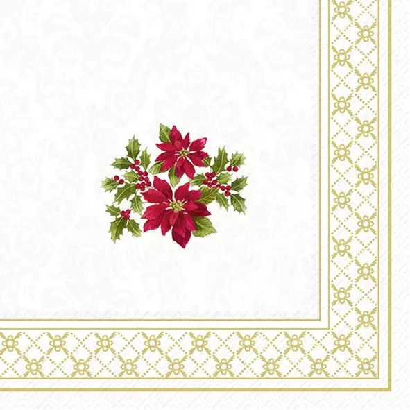 IHR Servietter Classic Christmas Poinsettia G Kaffe - 25x25cm