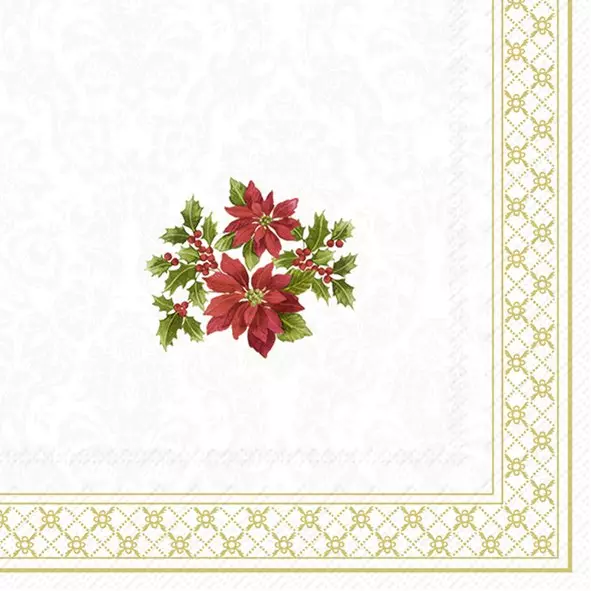 IHR Servietter Classic Christmas Poinsettia G Lunch - 33x33cm