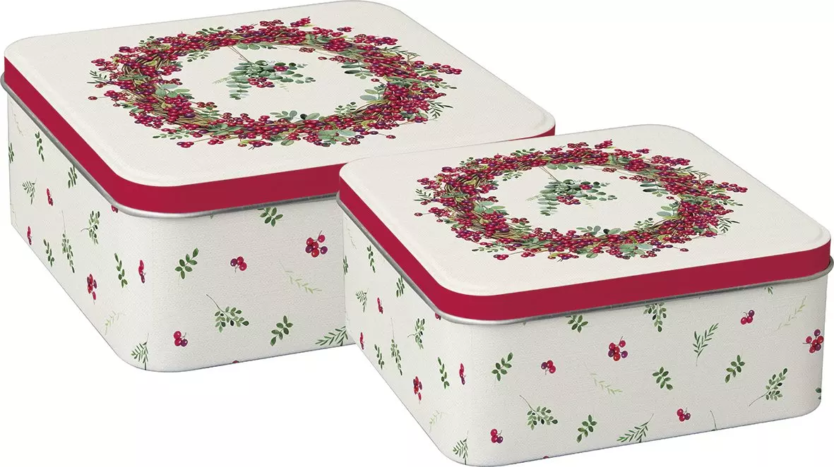 IHR Kagedåse Berry Wreath Cream - Sett med 2 bx