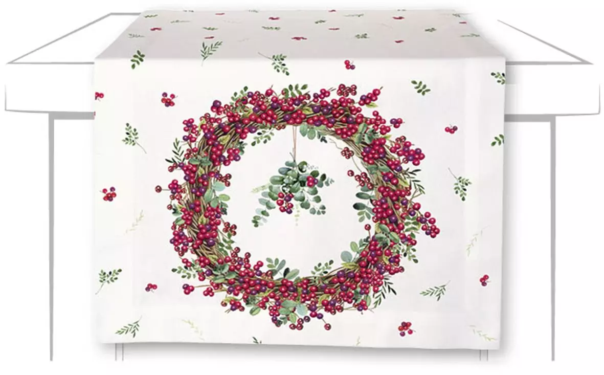 IHR Bordløber Berry Wreath Cream - 45x150cm