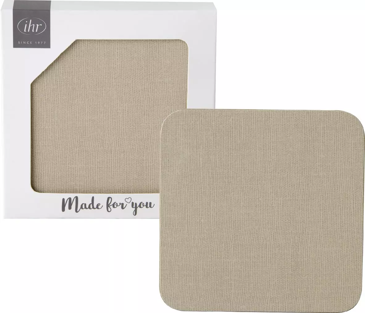 IHR Coaster (Cork) Linen Uni Taupe 4 Stk