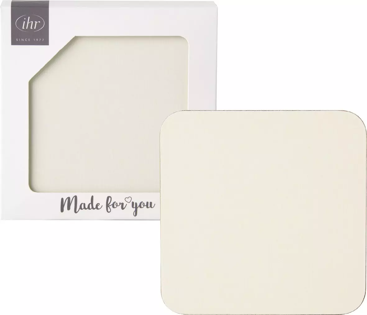 IHR Coaster (Cork) Linen Uni Cream 4 Stk