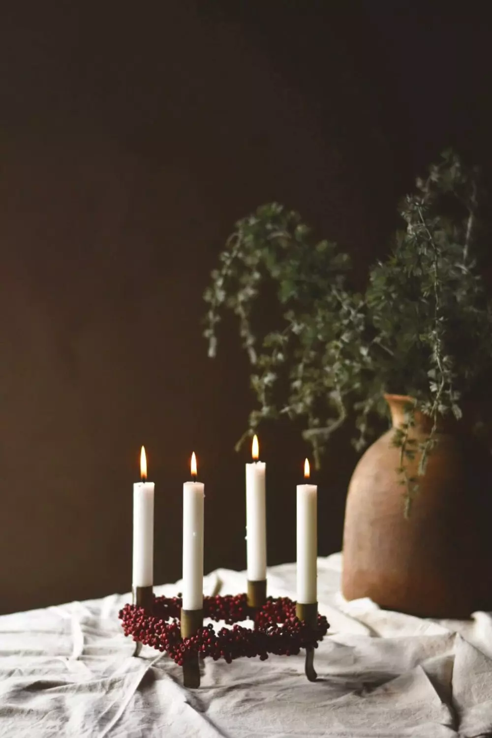 Trend Design Adventstake med treperler d 35 cm rød