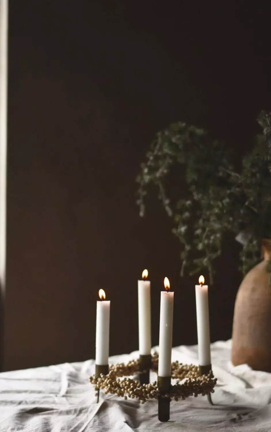 Trend Design Adventstake med treperler d 35 cm creme