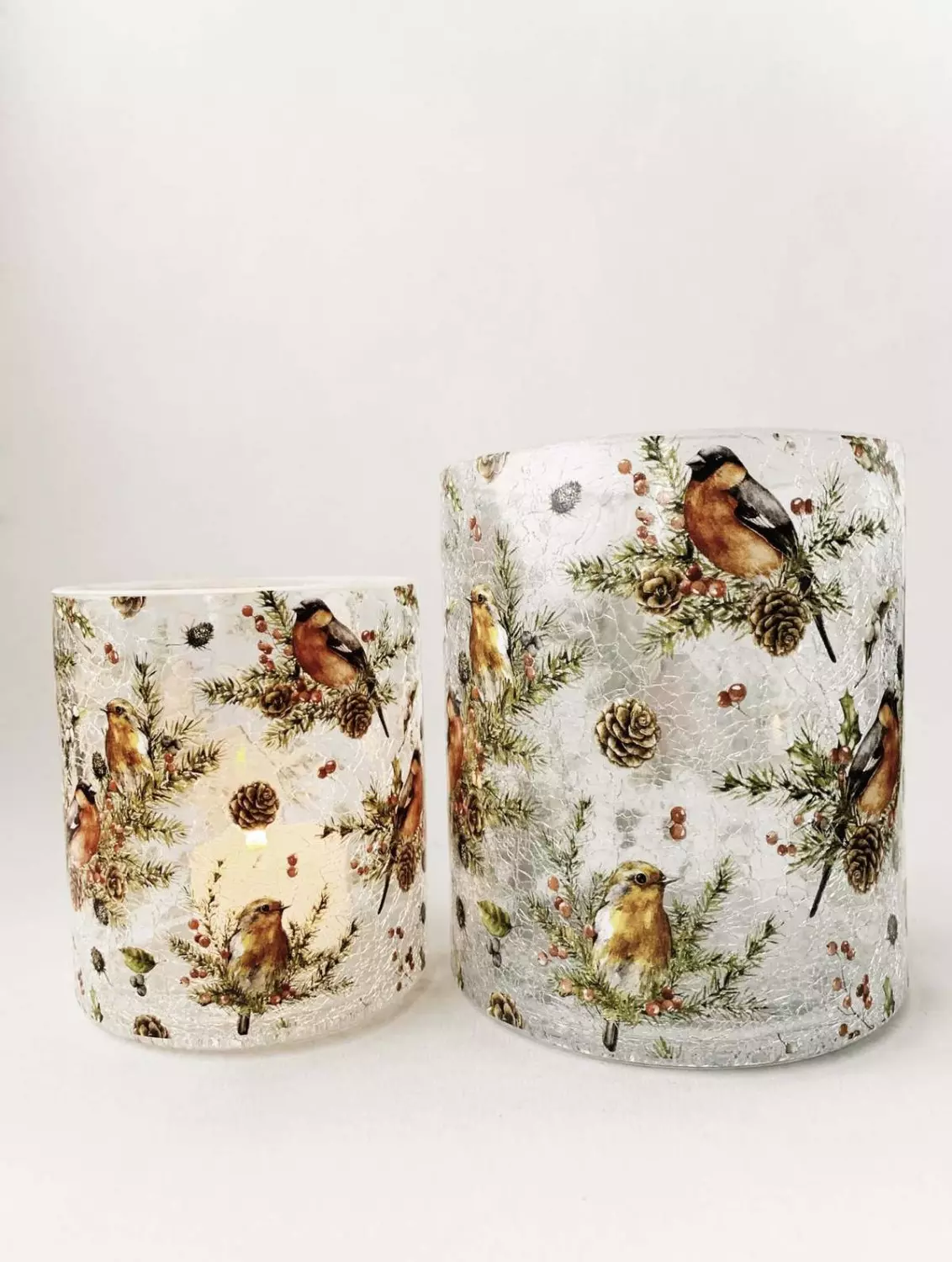 Trend Design Lysglass krakelert dompapp/rødstrupe 9×10 cm