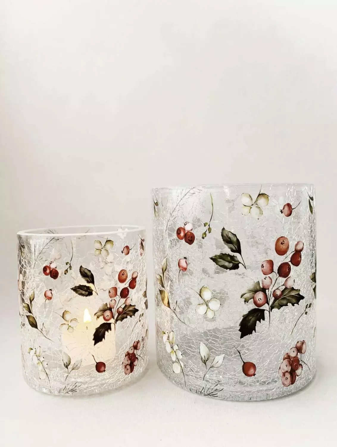 Trend Design Lysglass krakelert røde bær 9×10 cm