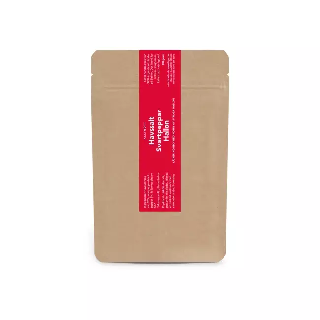 Havsalt med svartpepper og bringebær 100g, Alltgott