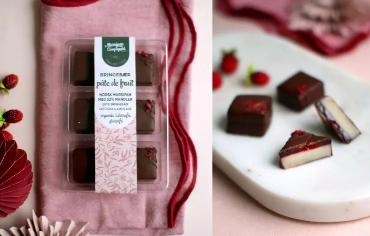 Marsipancompagniet Bringebær Pâte de fruit, 6 biter
