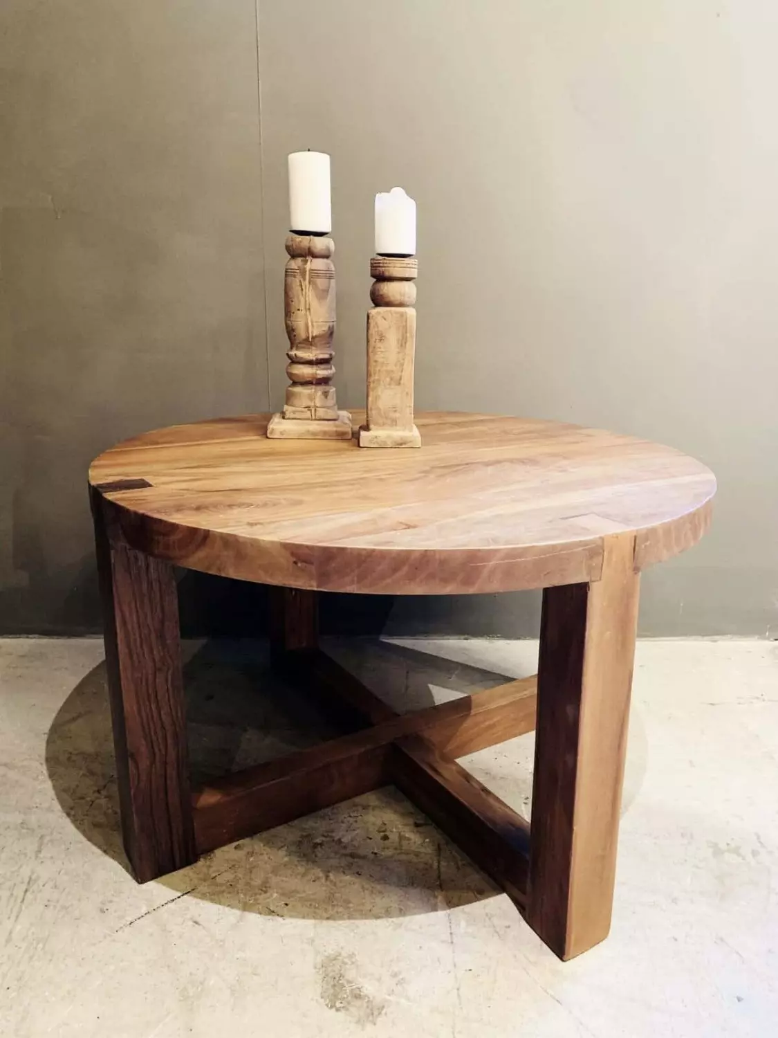 Trend Design Vintage Salongbord d:80cm resirkulert tre brunt