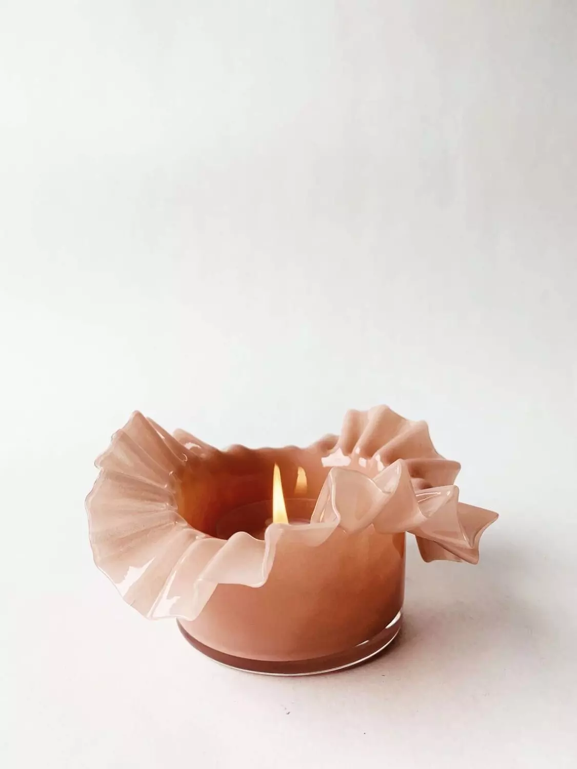 Trend Design Lysglass bølger 13×8 cm rosa