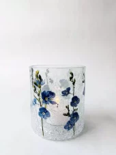 Trend Design Lysglass krakelert forglemmegei 9×10 cm