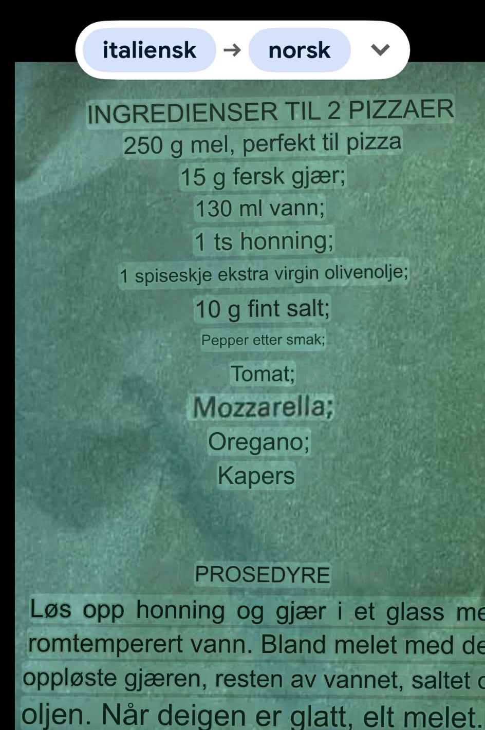 Focaccia og pizza oppskrift