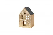 Speedtsberg Hus til telys – metall, gull/svart (7×5×12 cm)