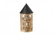 Speedtsberg Hus til telys – metall, gull/svart (Ø11 × H23 cm)