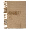 Ib Laursen Rutete pledd – krem/leire, smale striper (130×160 cm)