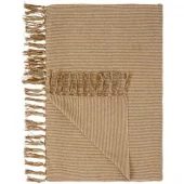 Ib Laursen Rutete pledd – krem/leire, smale striper (130×160 cm)