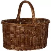 Ib Laursen Kurv oval med håndtak på tvers – håndlaget full pil (38×34×28 cm)