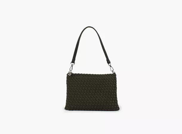 NOHR Annabel Neoprene Clutch Small Mørk Olivengrønn