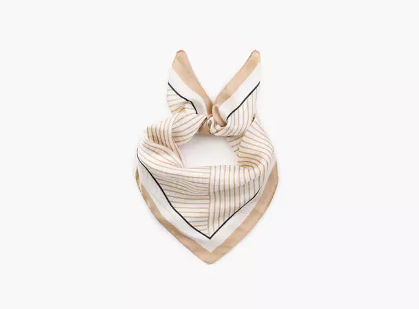 MANZINI Satengskjerf med Striper Beige 15