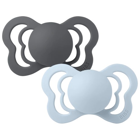 BIBS Couture 2 PACK Iron/Baby Blue - 2 / Silicone