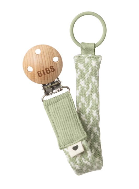 BIBS Pacifier Clip Braided Sage/lvory