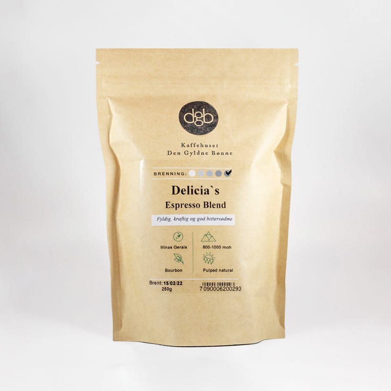 Delicia’s Espresso Blend - Hel pakke - 250g pakke