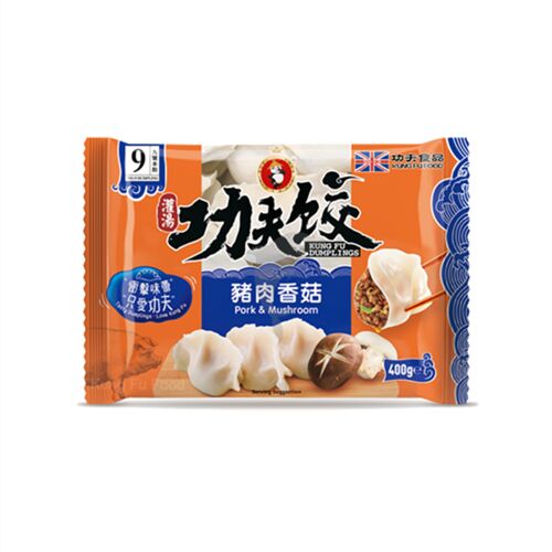 Kung Fu Dumplings Pork And Chinese Mushroom 400g 功夫猪肉香菇水饺400克