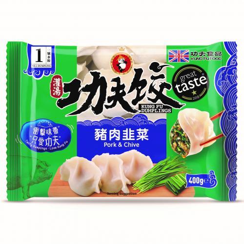 Kung fu Dumpling Pork & Chives,400g  功夫猪肉韭菜水饺400克