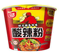 BJ Instant Vermicelli Hot & Sour flavor in Bowl 105g  白家桶装酸辣粉105克