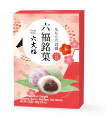 SF Mochi Delights assorted flavor(red bean/Matcha/) 180g 六大福混合麻薯(红抹茶香芋) 180克