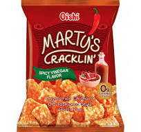 OISHI Martys Cracklin Spicy Vinegar flavor 90g 日本味美酸辣酥脆薯片90克