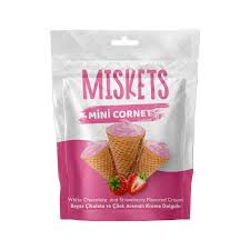 MISKET Cornet white Cocolate with strawberry 50g