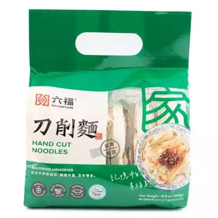 SIX FORTUNE Hand cut noodles 450g 台湾六福刀削面450克