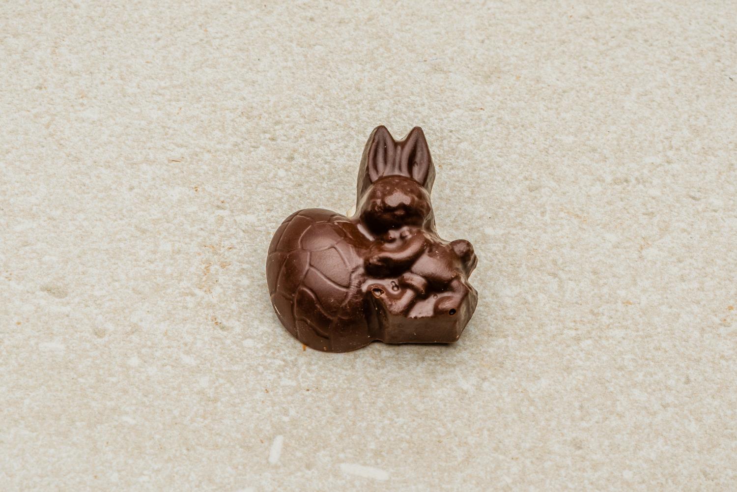 Hare med stort egg mørk sjokolade
