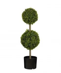 Kunstig Buxus 2 kuler  UV-bestandig 72 cm