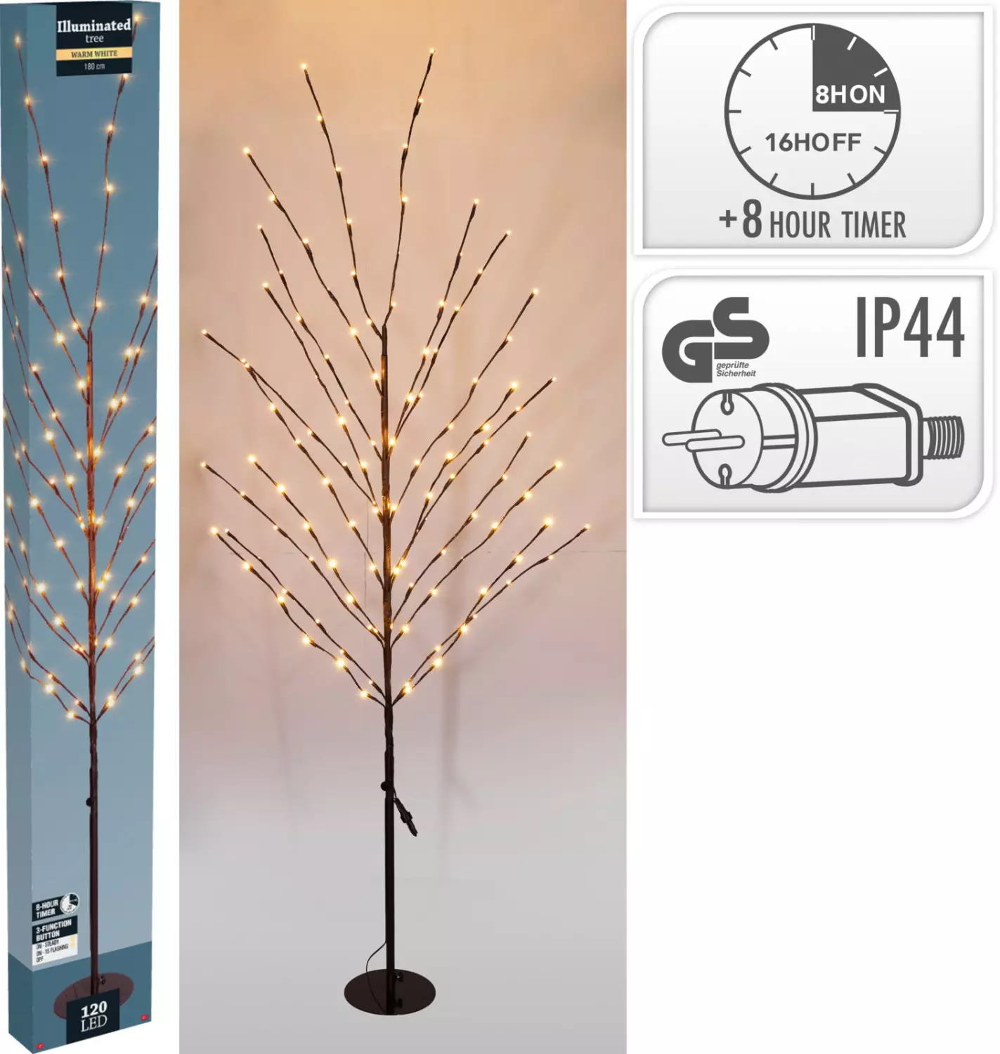 Tre 180 cm m/120 lys