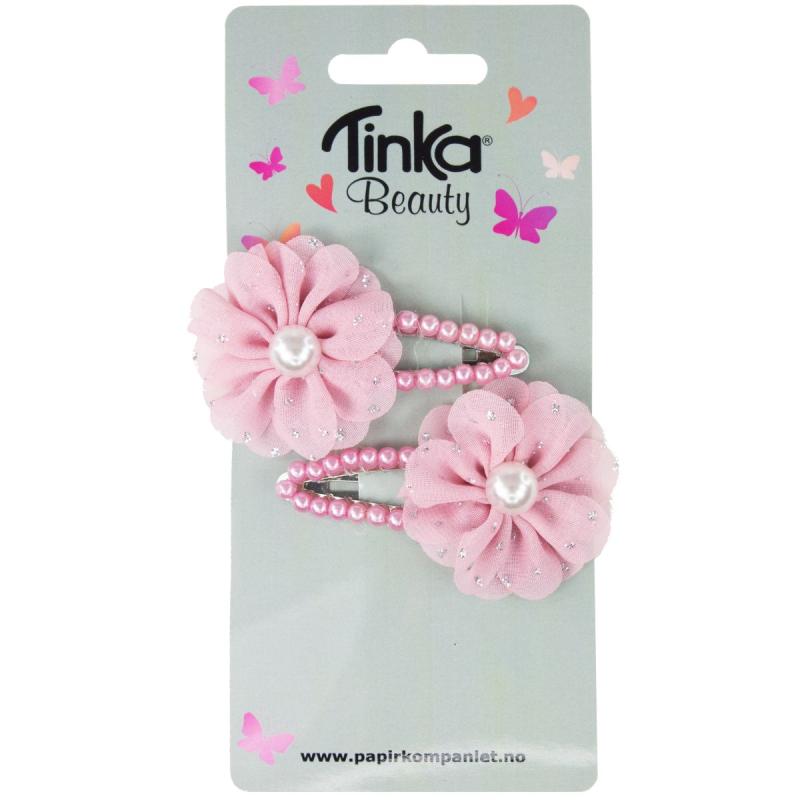Hårspenner blomster med perle 2pk