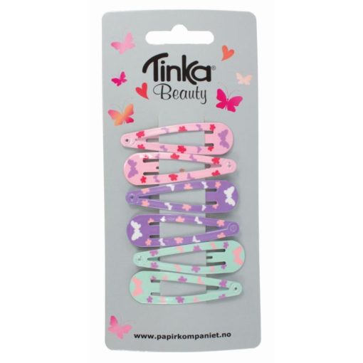 Hårspenner sommerfugl/glitter 6pk