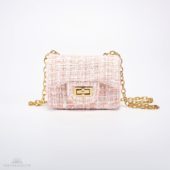 Prinsessefin Tweed Veske Pink/Gold Liten