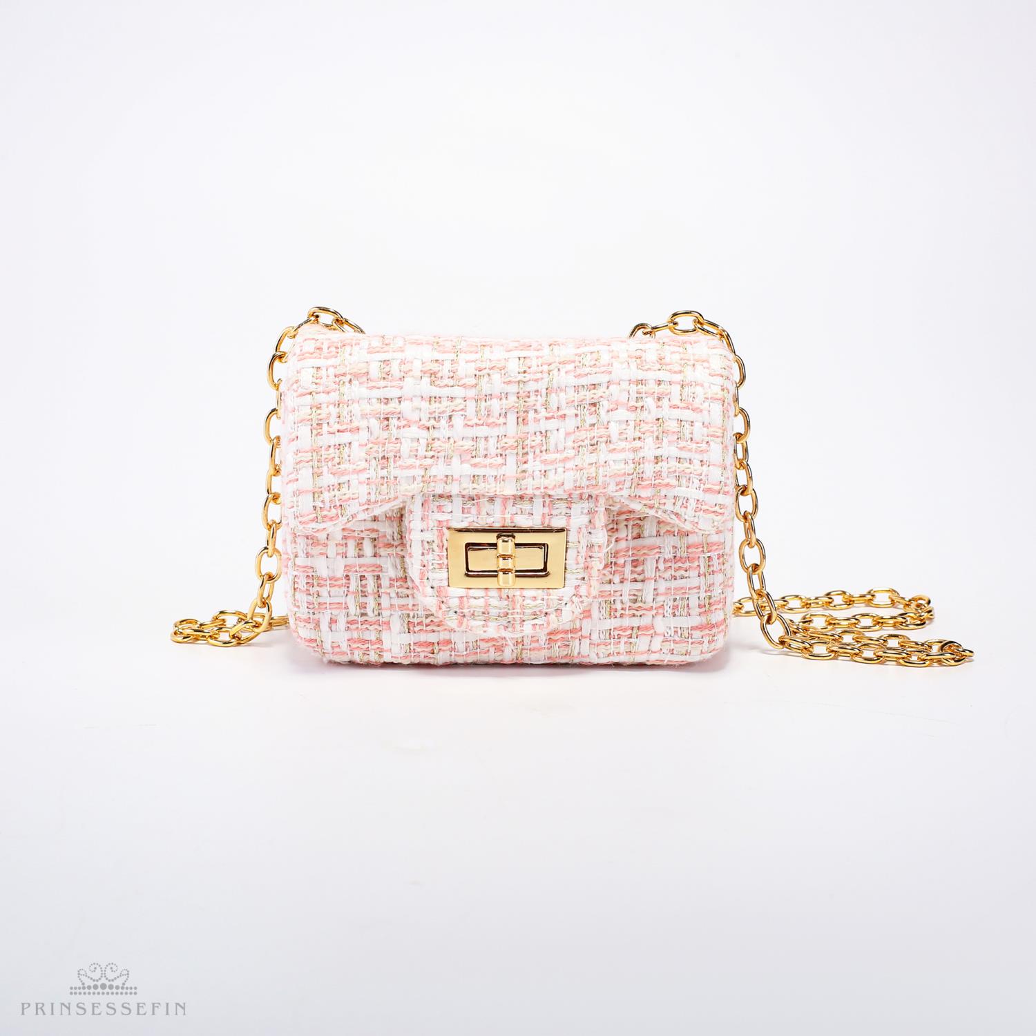 Prinsessefin Tweed Veske Pink/Gold Liten