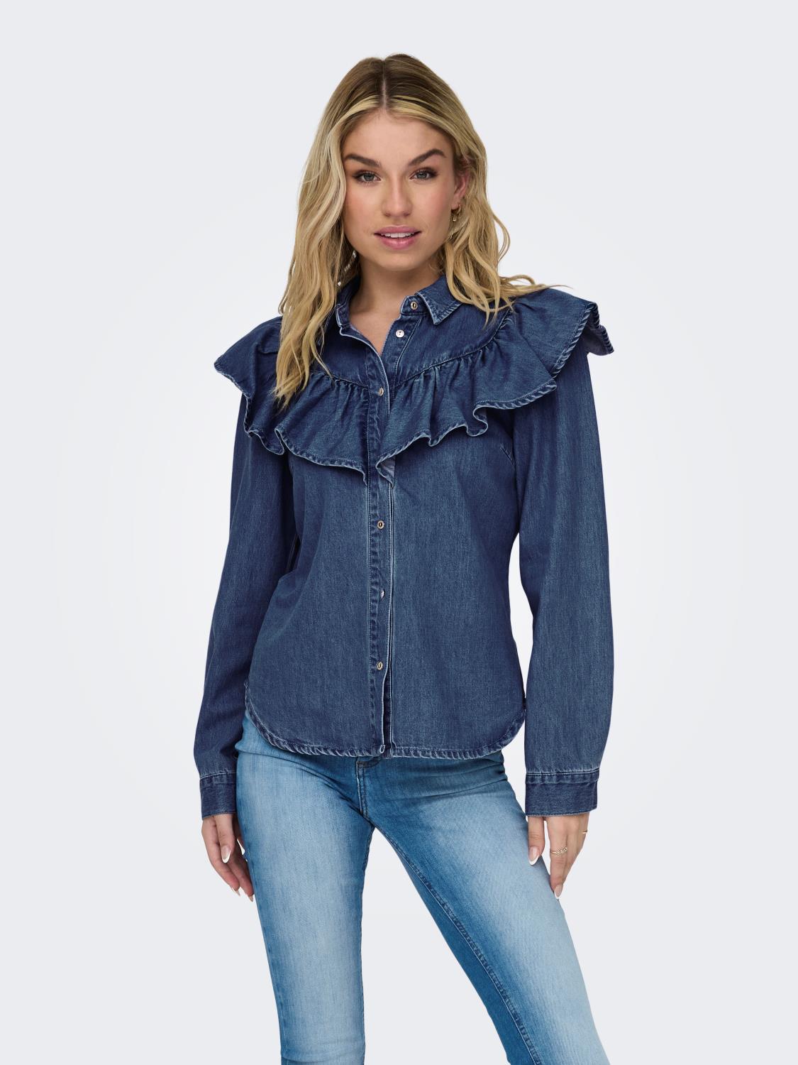 Only Indigo LS Frill DNm Shirt