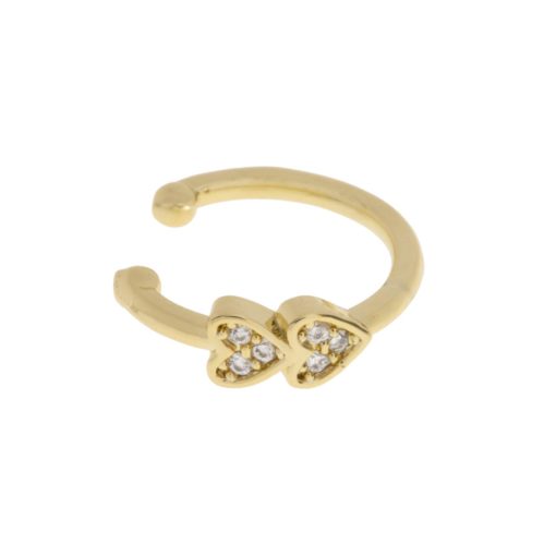 Timi Of Sweden Gigi Two Crystal Hearts Ear Cuff