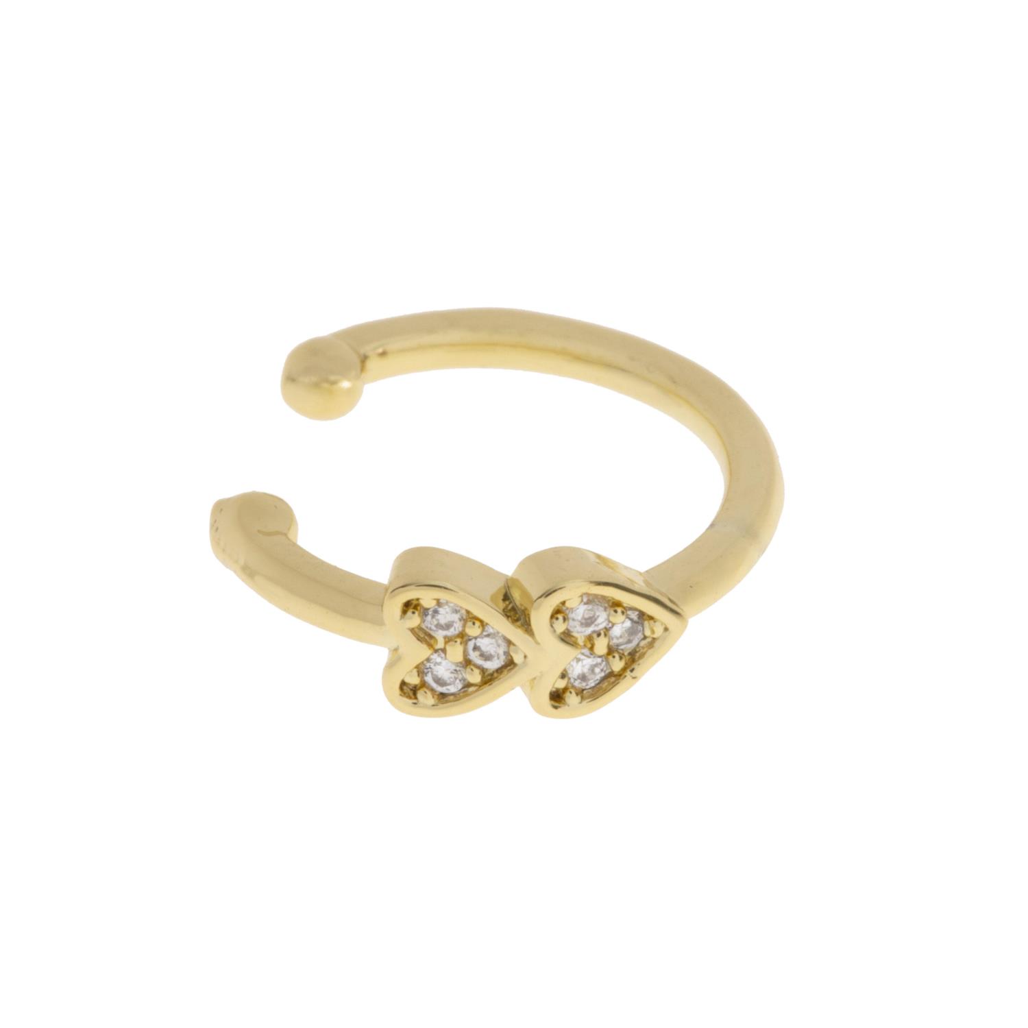 Timi Of Sweden Gigi Two Crystal Hearts Ear Cuff