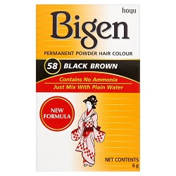 Bigen Hair Color (Black Brown) # 58- 6g x 10 - Ny Ankomst 07.05.25