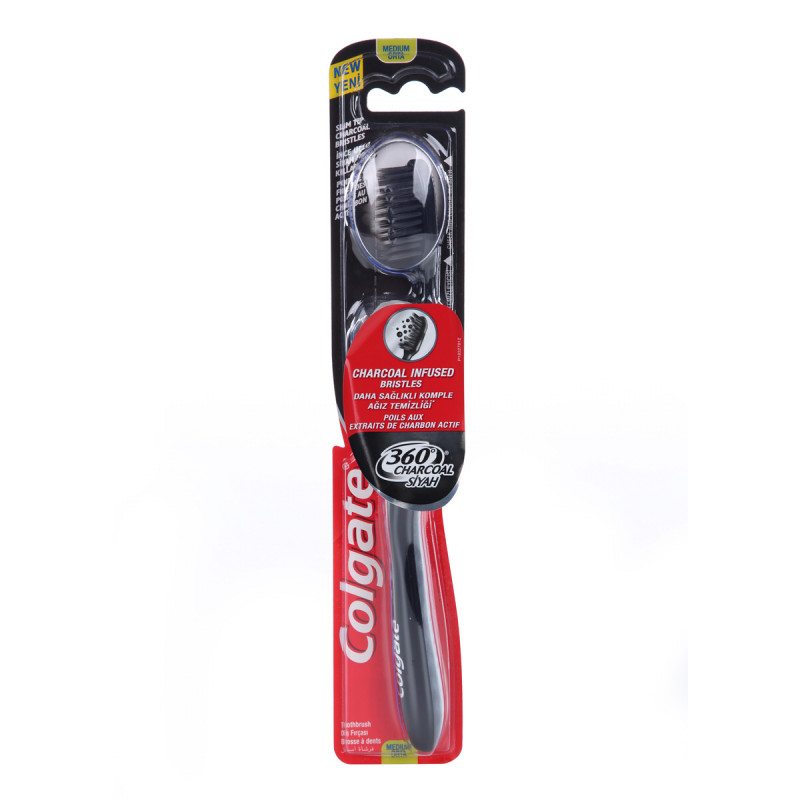 Colgate Toothbrush 360 Charcoal Black x 12pk-Opp 09.11