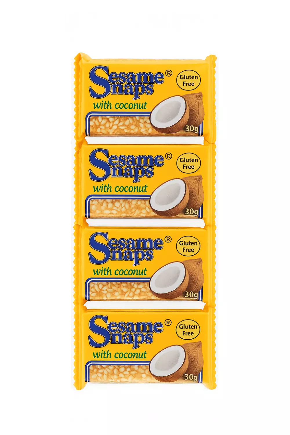 Sesame Snaps Coconut 30g x 4 x 30 - Ny Ankomst 13.11.25 (Etikett) - Lavpris