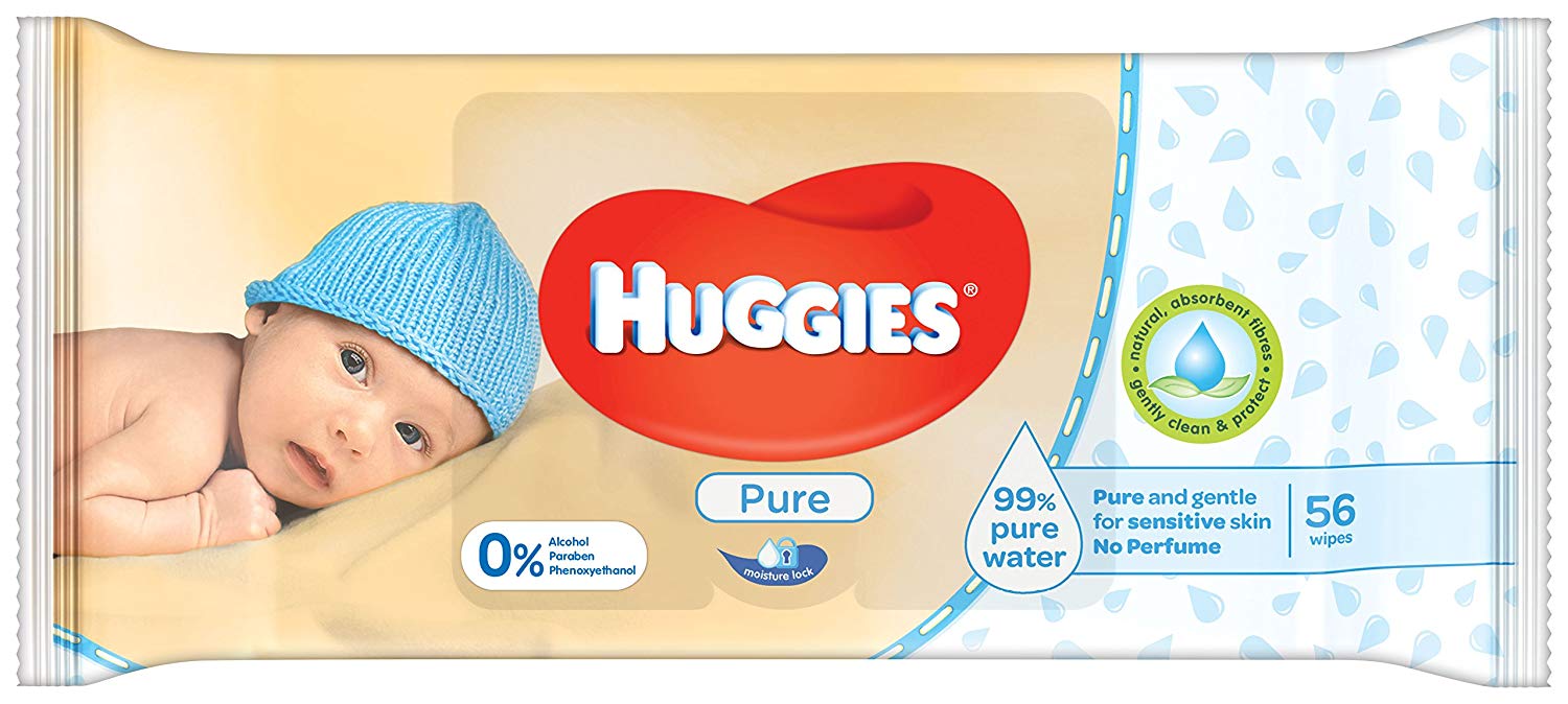 Huggies Baby Wipes Pure 56stk x 10 - Ny Ankomst 18.09