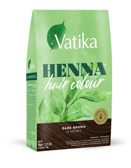 Vatika Henna Hair Colour Brown Dark 60g x 6 - Ny Ankomst 02.05.25